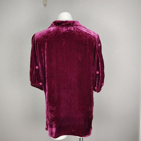 Johnny Was Junia Red Velvet Lisbon Shirt Embroider Boysenberry Size Large - Picture 4 of 15
